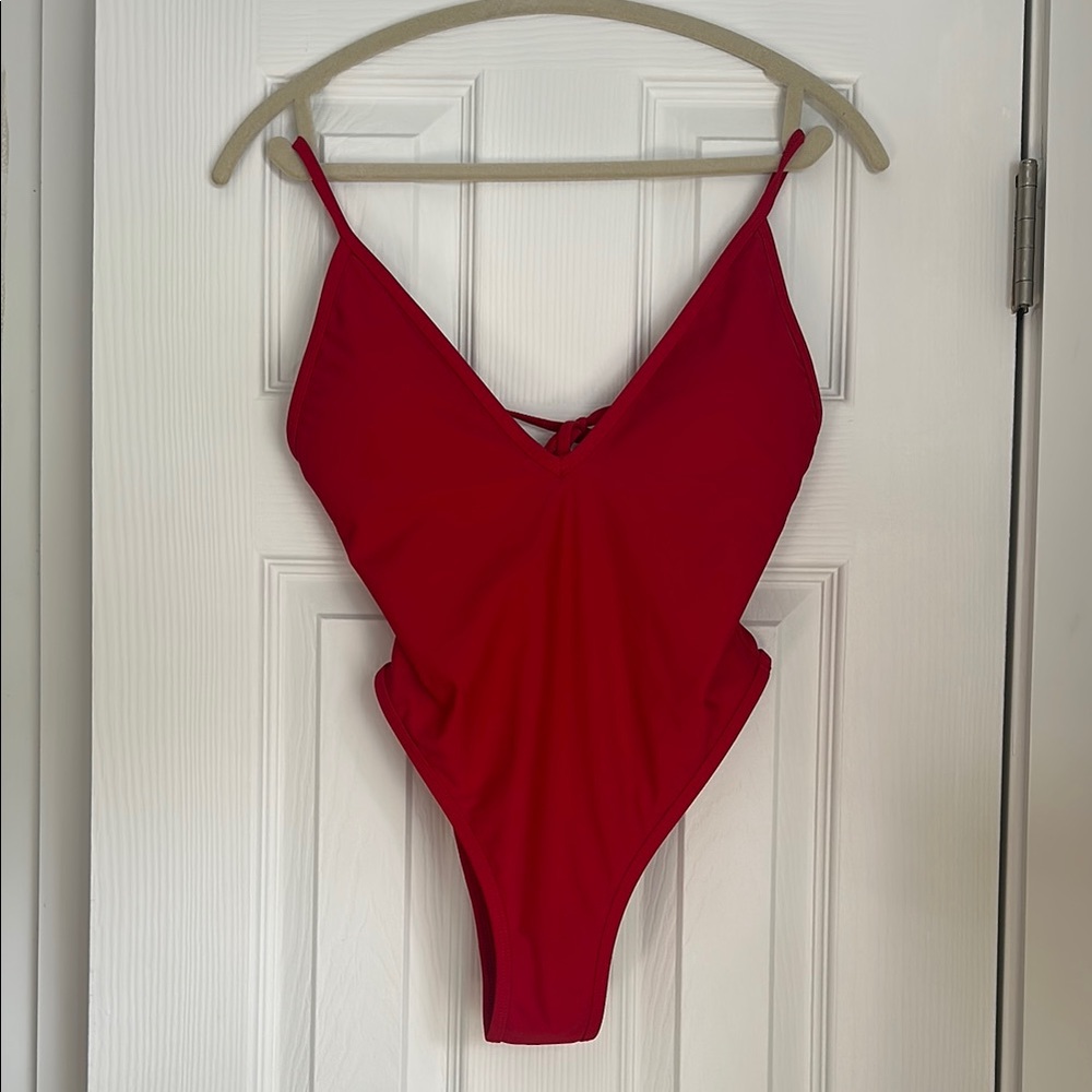 Vibrant Red High-Leg One-Piece Swimsuit